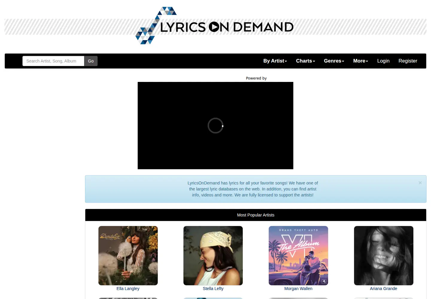 Screenshot of lyricsondemand.com