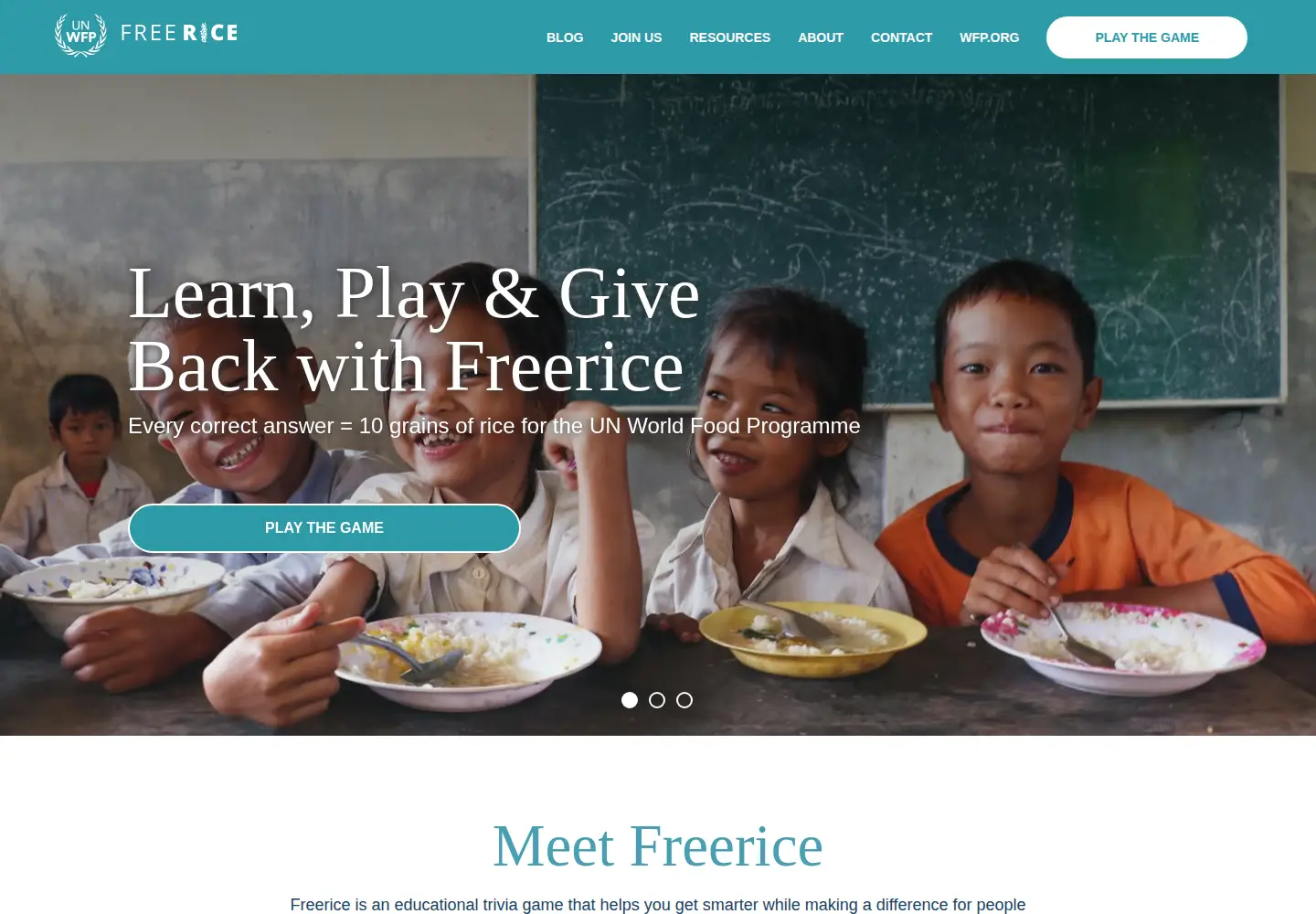 Screenshot of freerice.com
