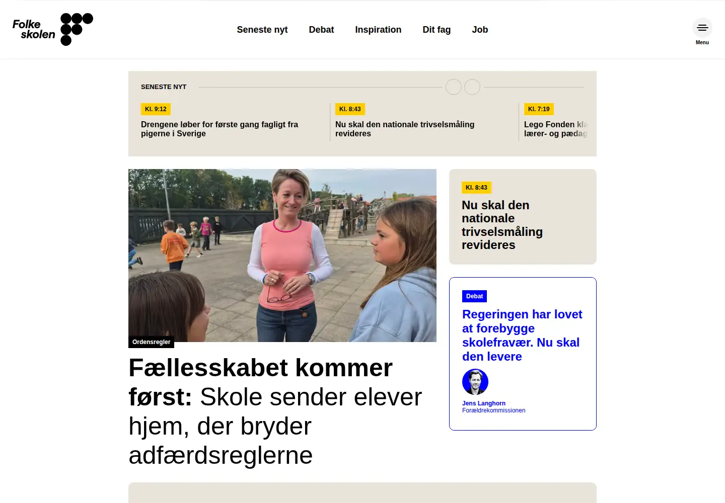 Screenshot of folkeskolen.dk