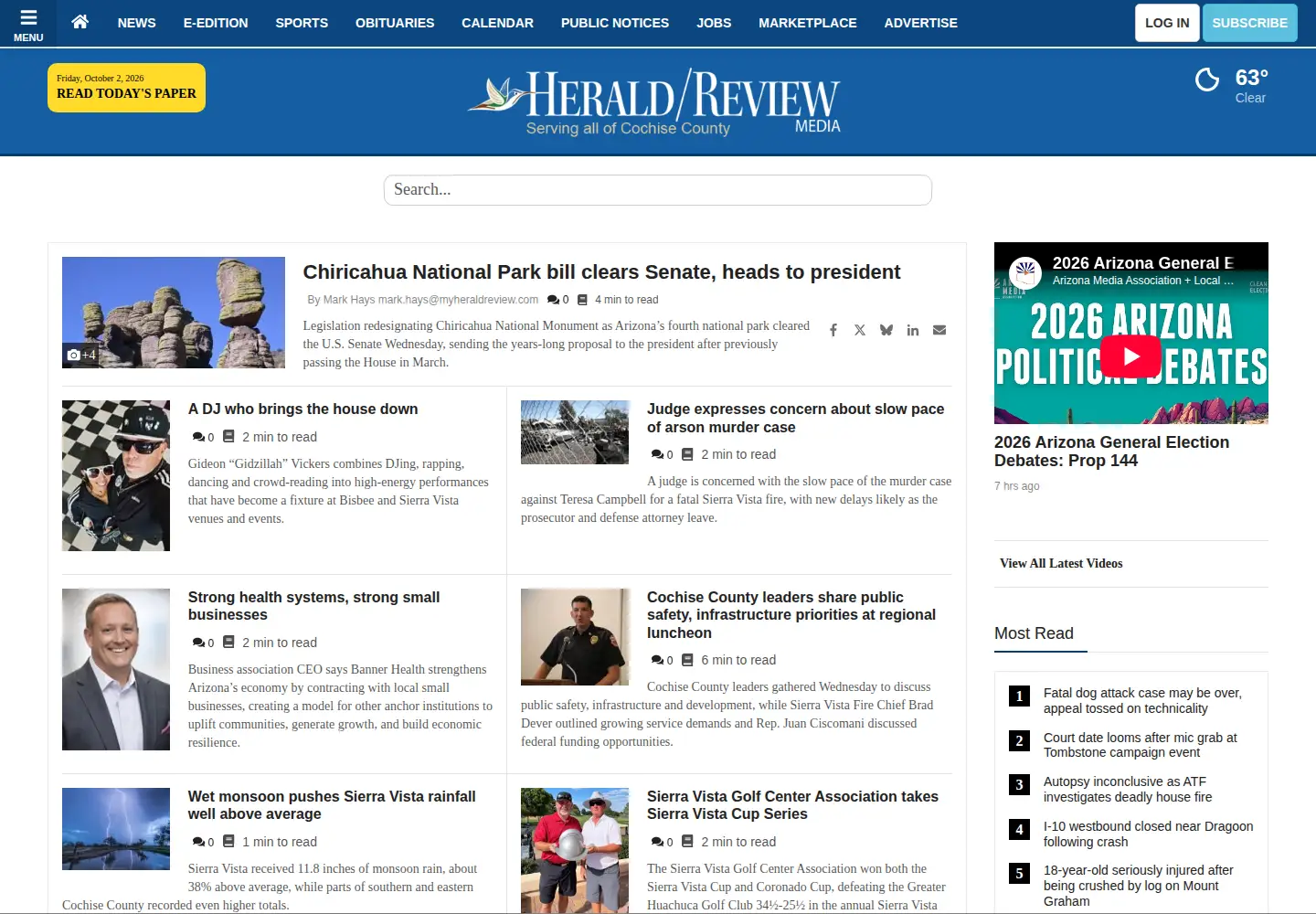 Screenshot of myheraldreview.com