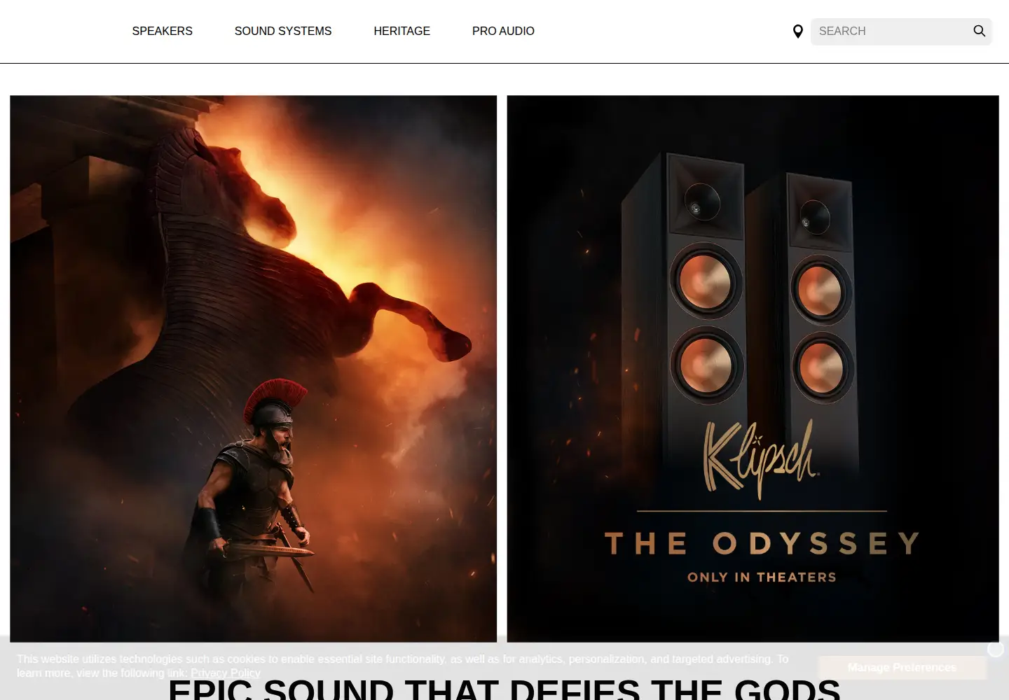 Screenshot of klipsch.com
