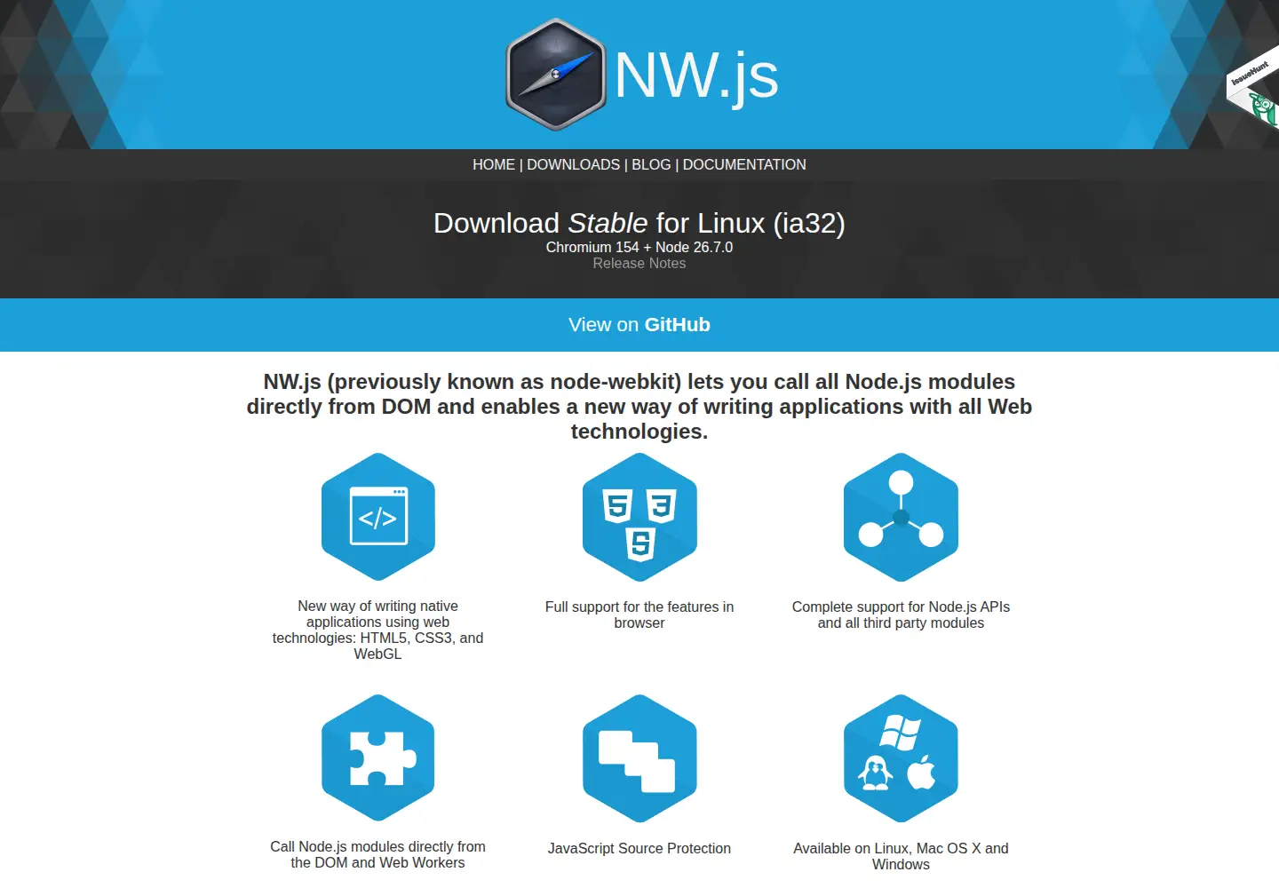 Screenshot of nwjs.io
