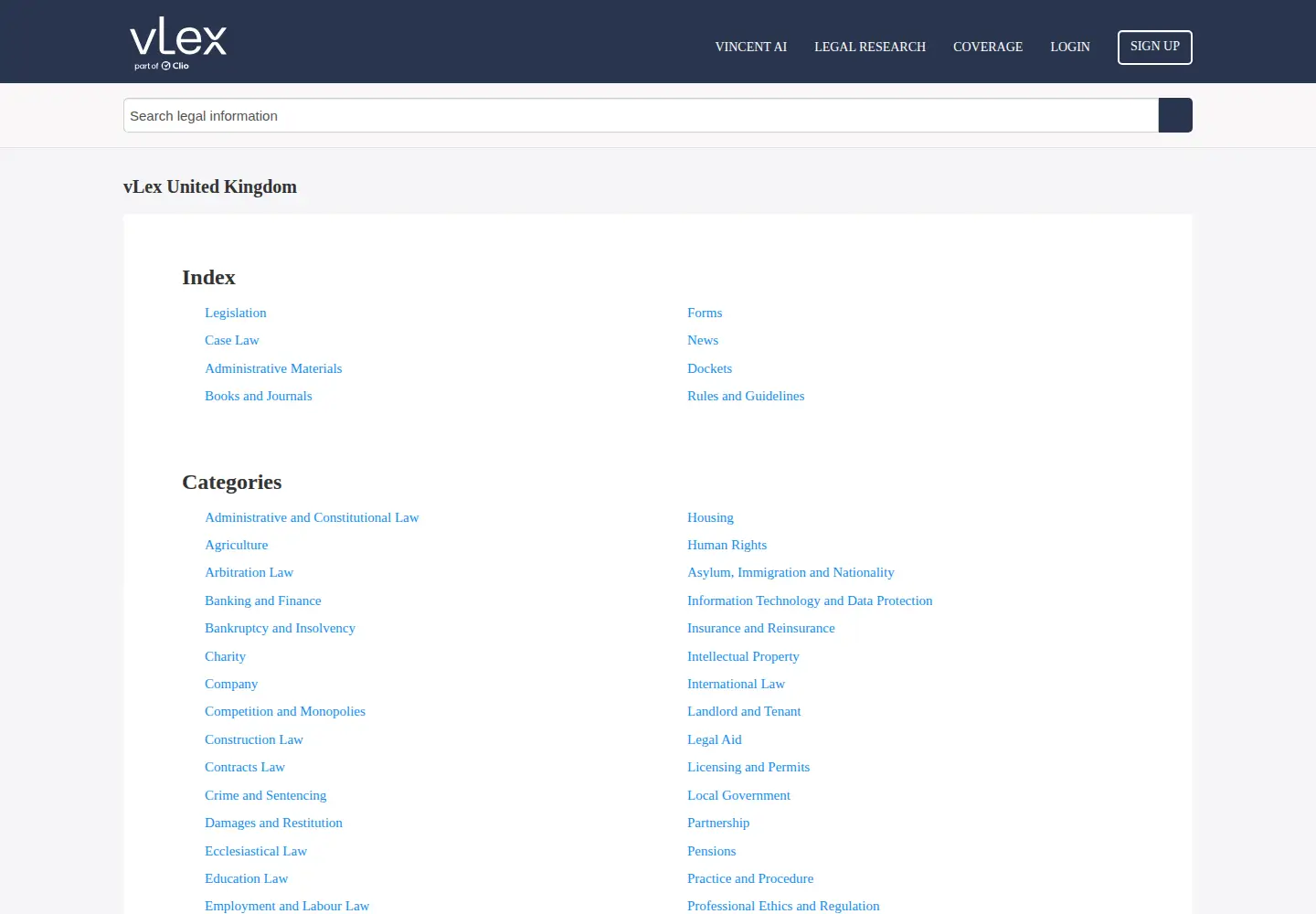 Screenshot of vlex.co.uk
