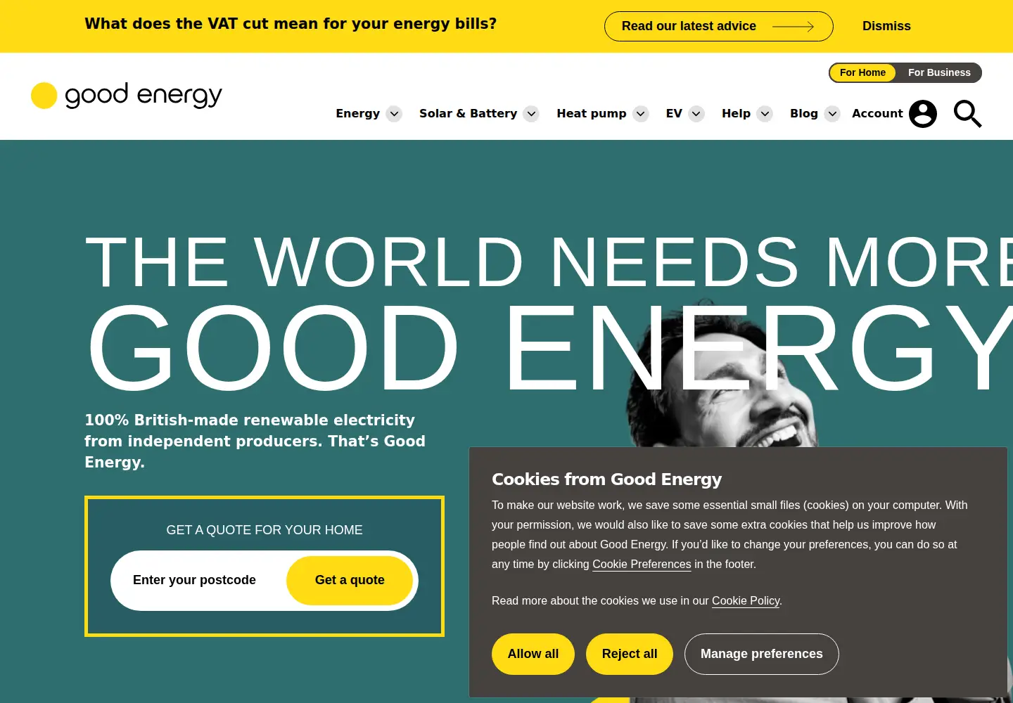 Screenshot of goodenergy.co.uk