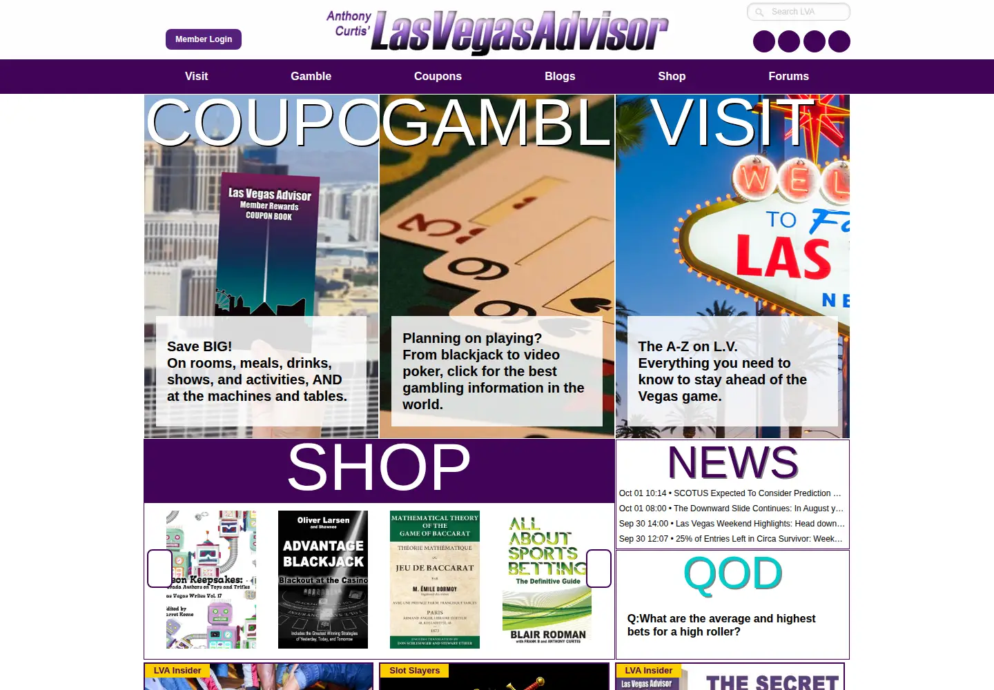 Screenshot of lasvegasadvisor.com