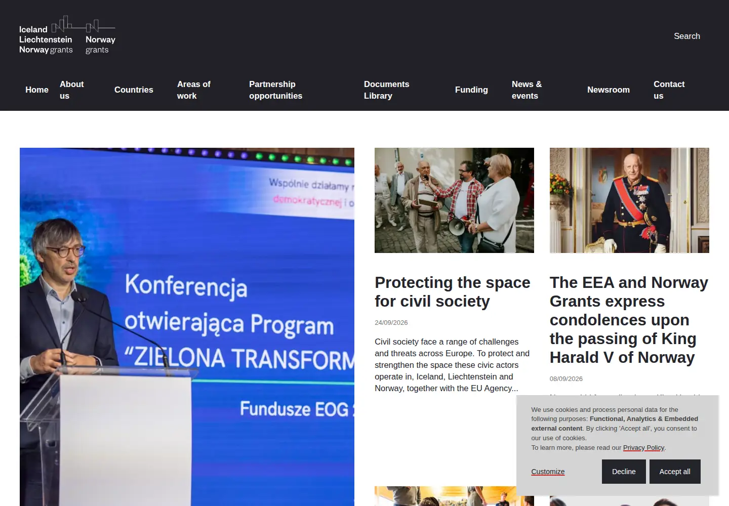 Screenshot of eeagrants.org