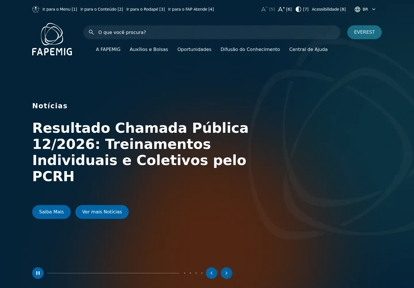 Screenshot of fapemig.br