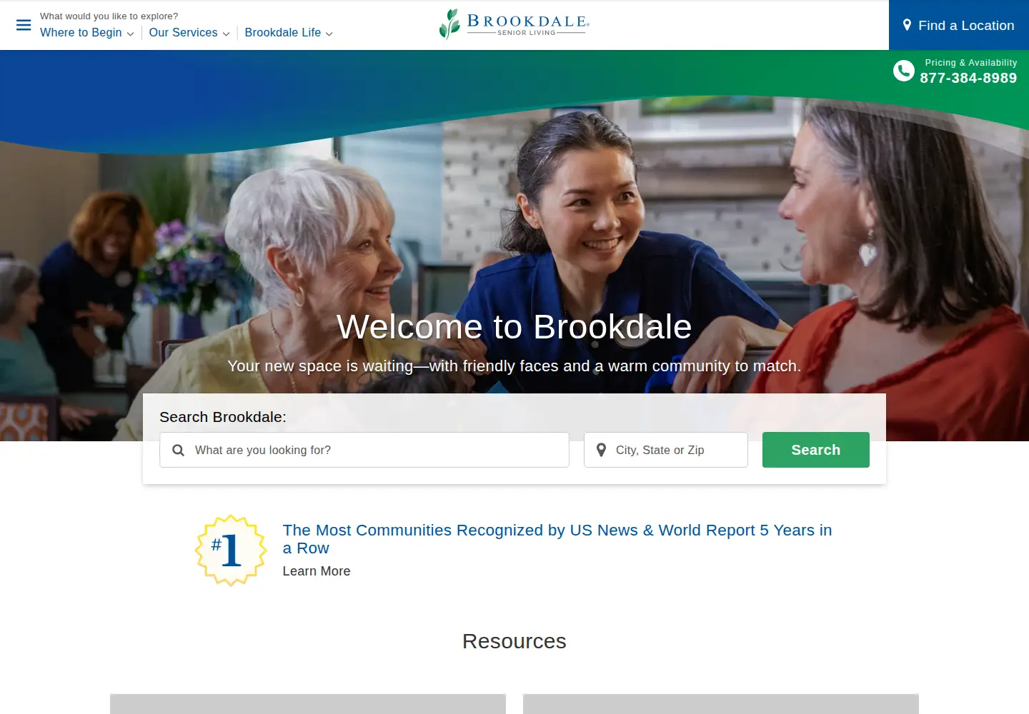 Screenshot of brookdale.com
