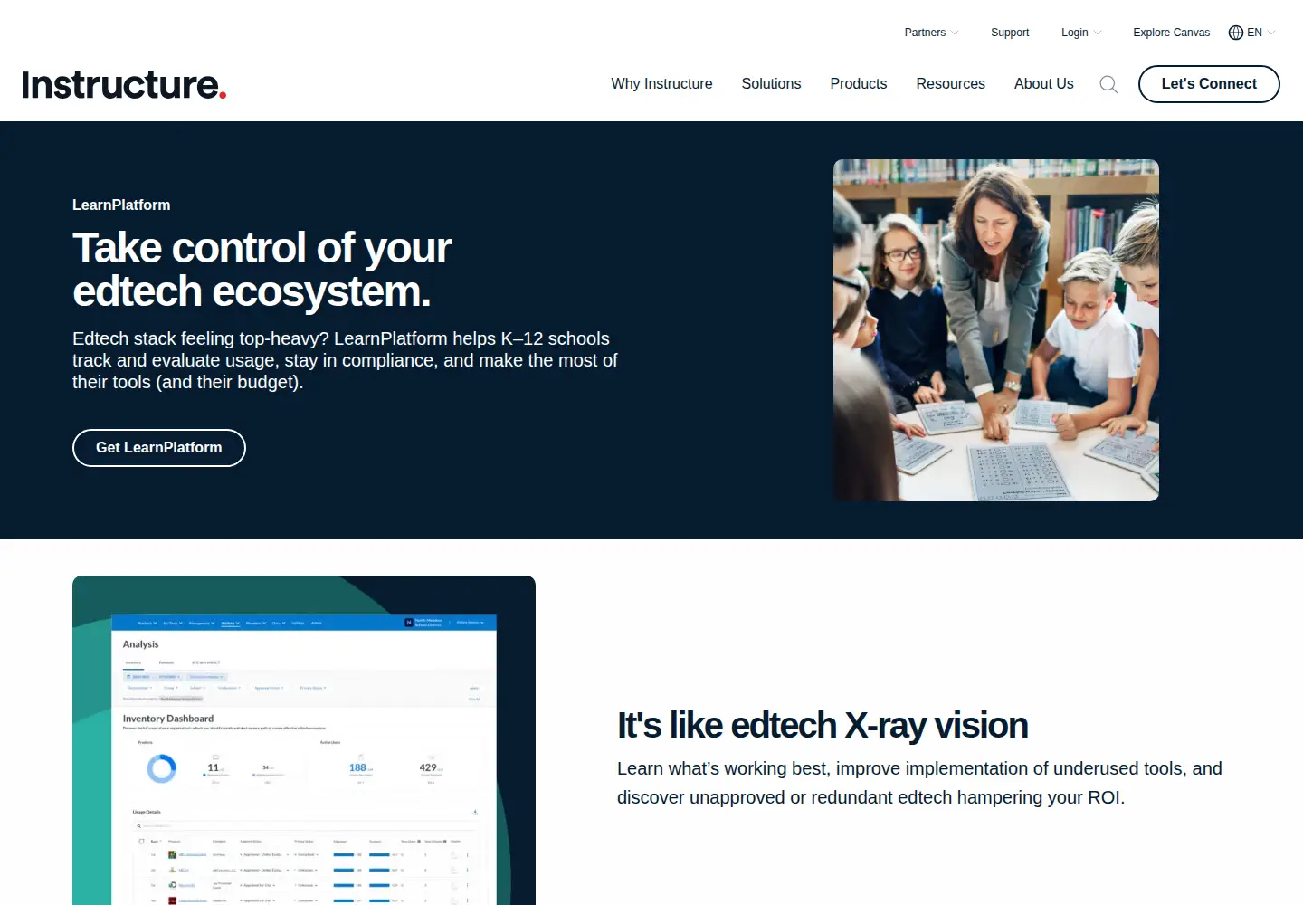 Captured homepage of learnplatform.com in the current scan
