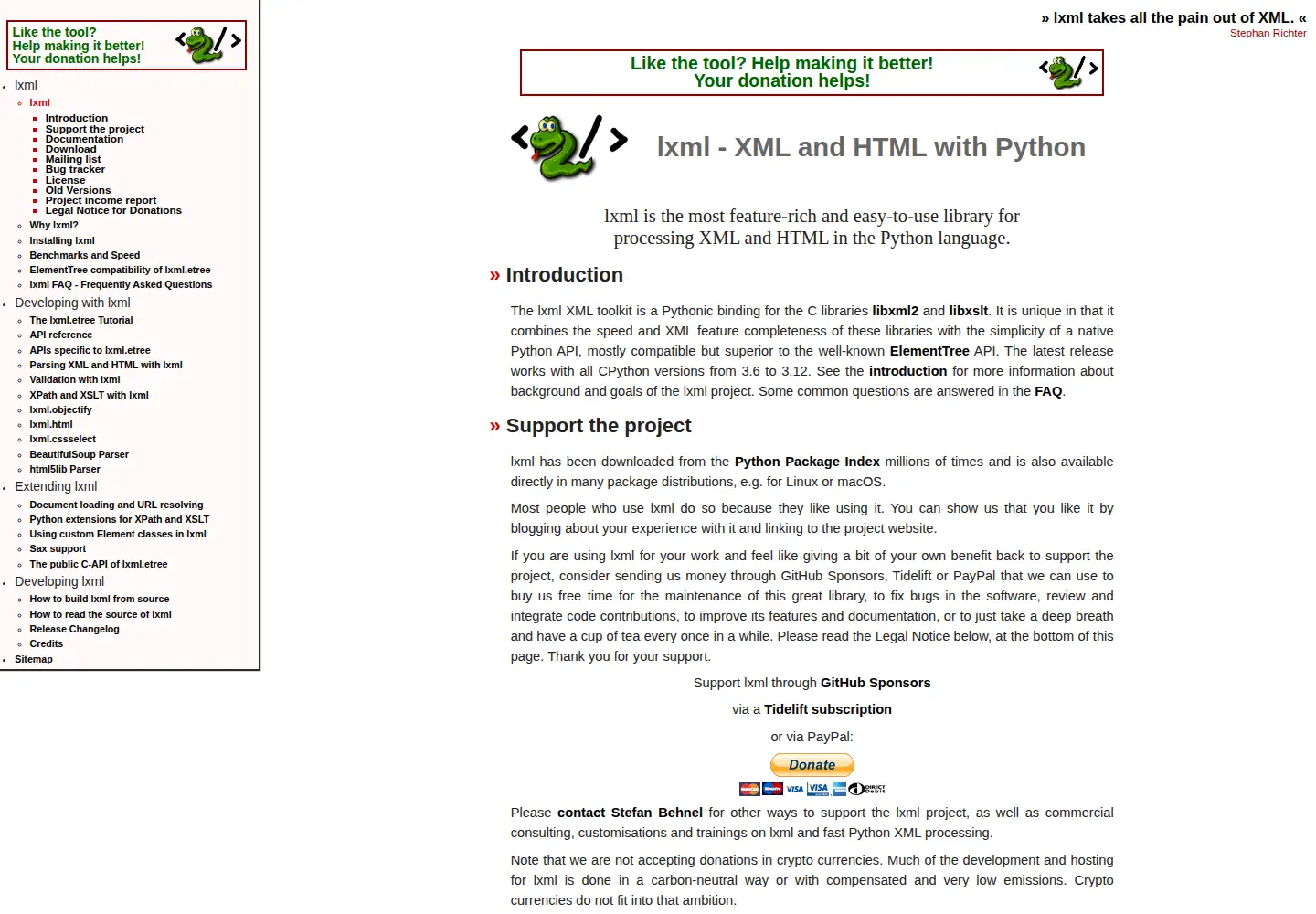 Screenshot of lxml.de