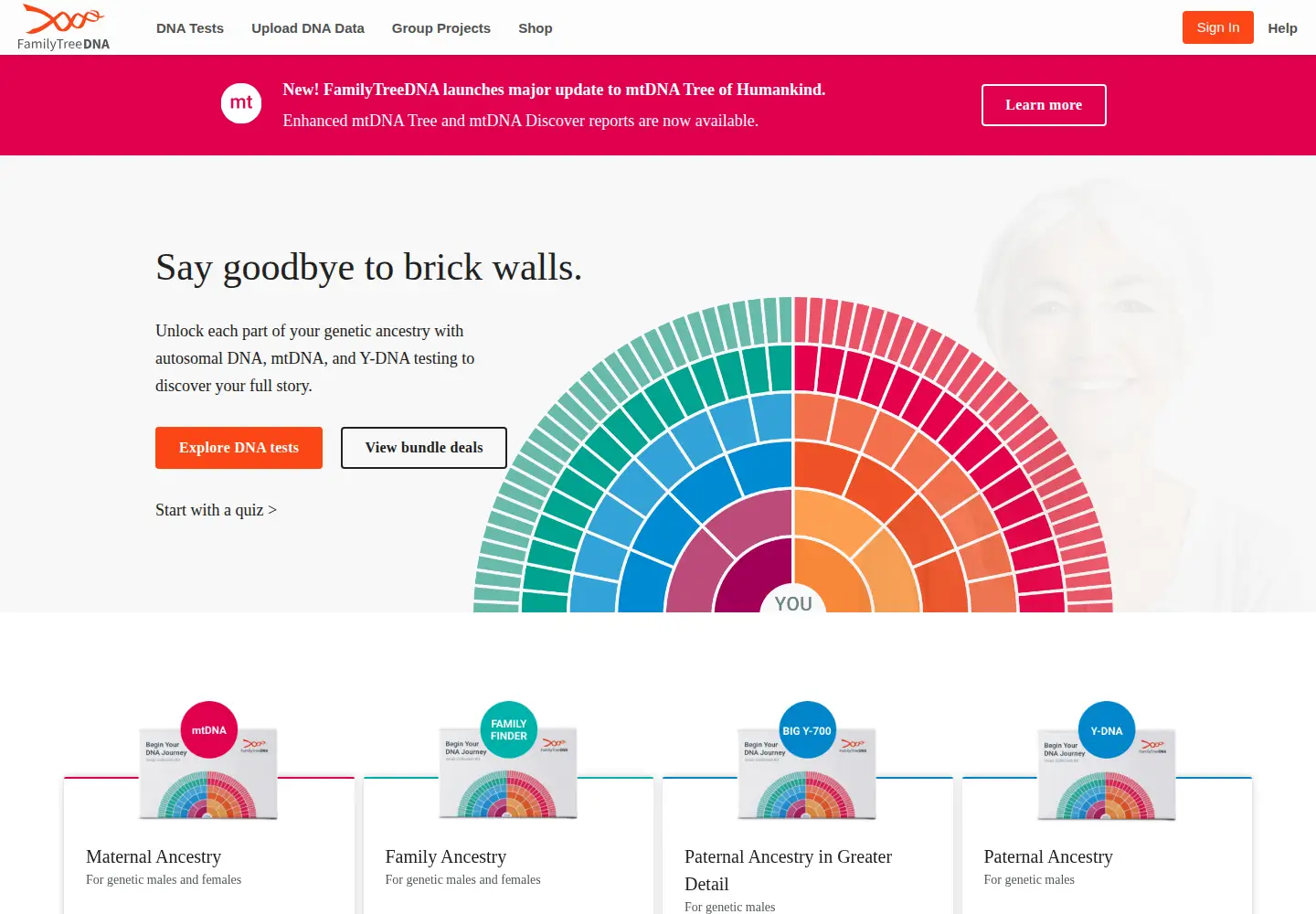 Screenshot of familytreedna.com