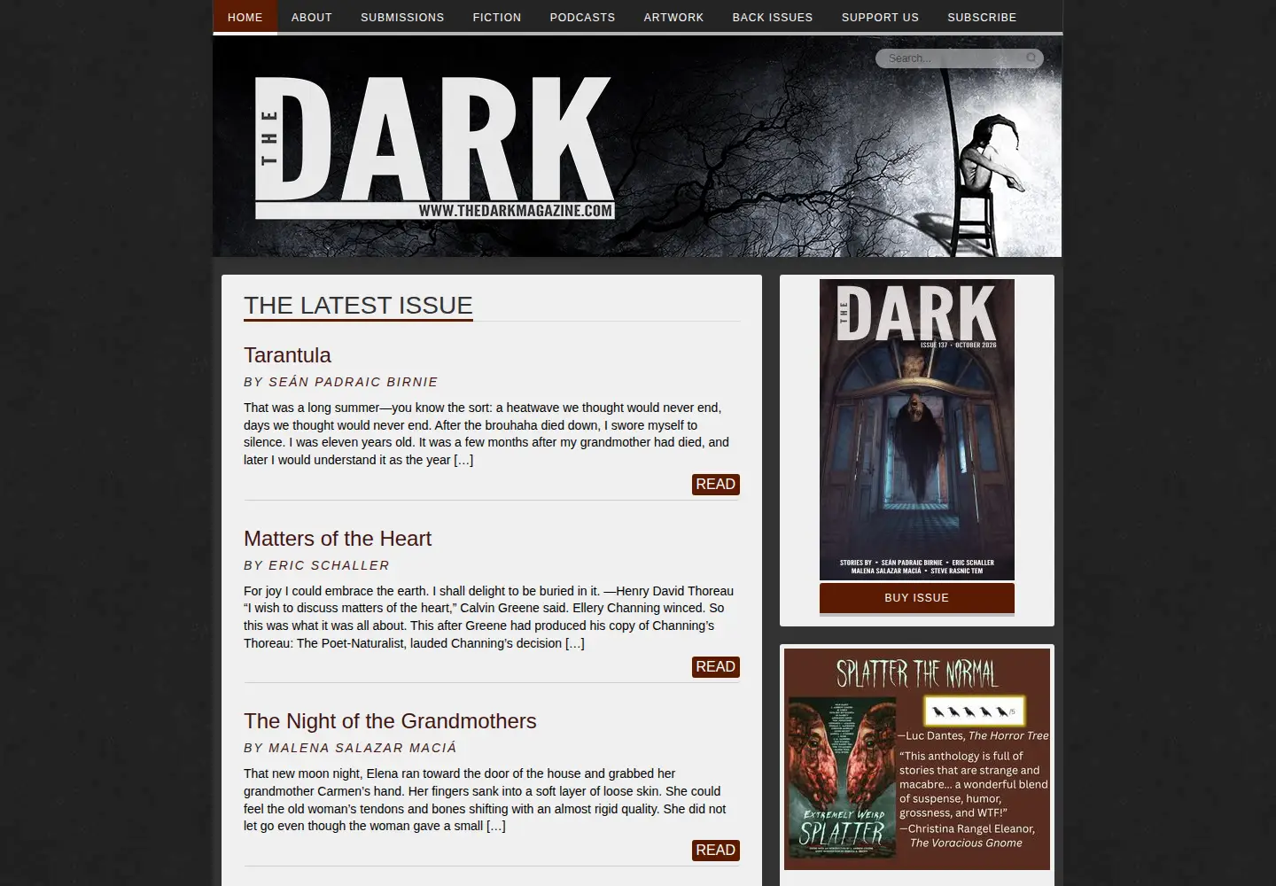 Screenshot of thedarkmagazine.com