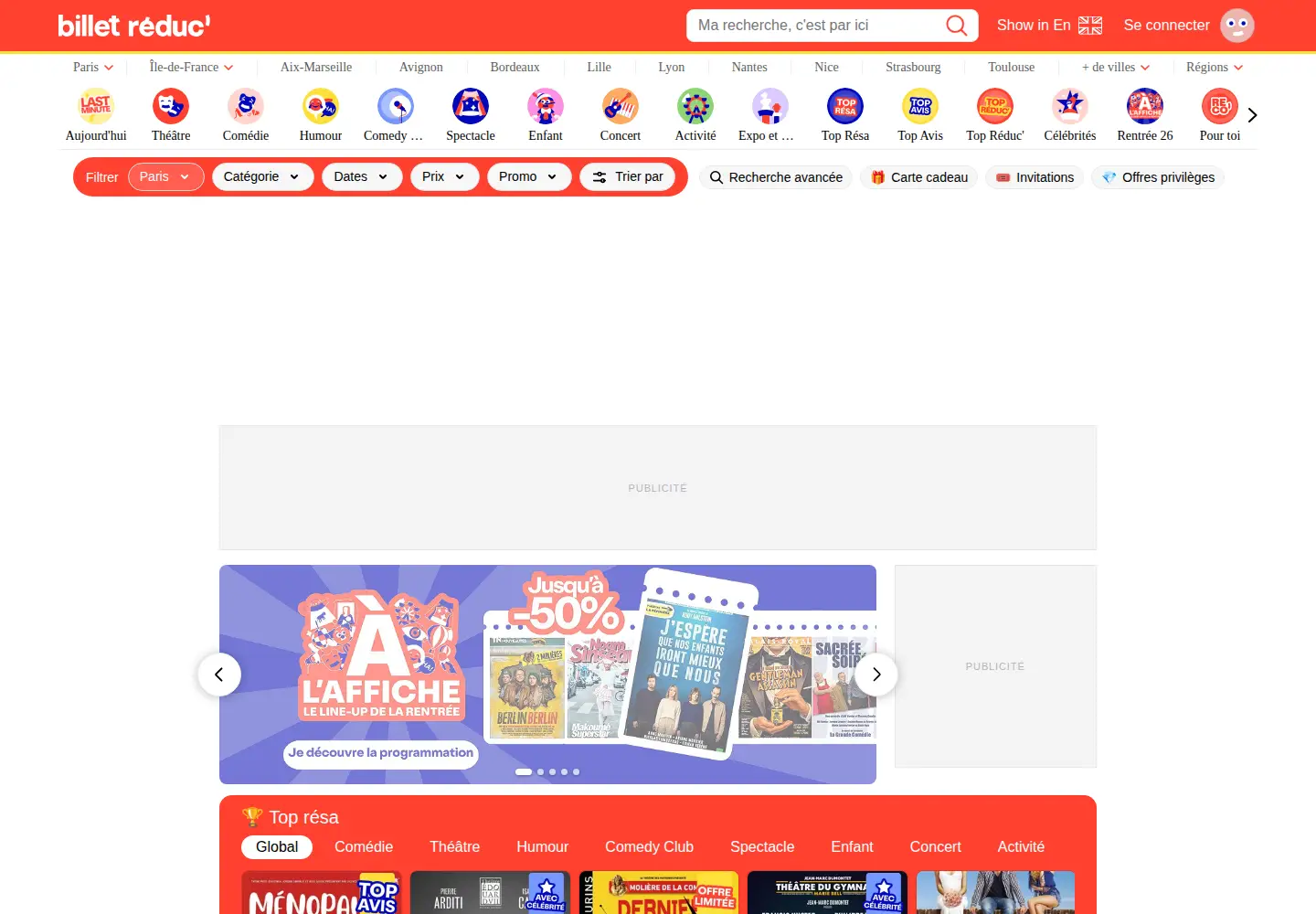 Screenshot of billetreduc.com