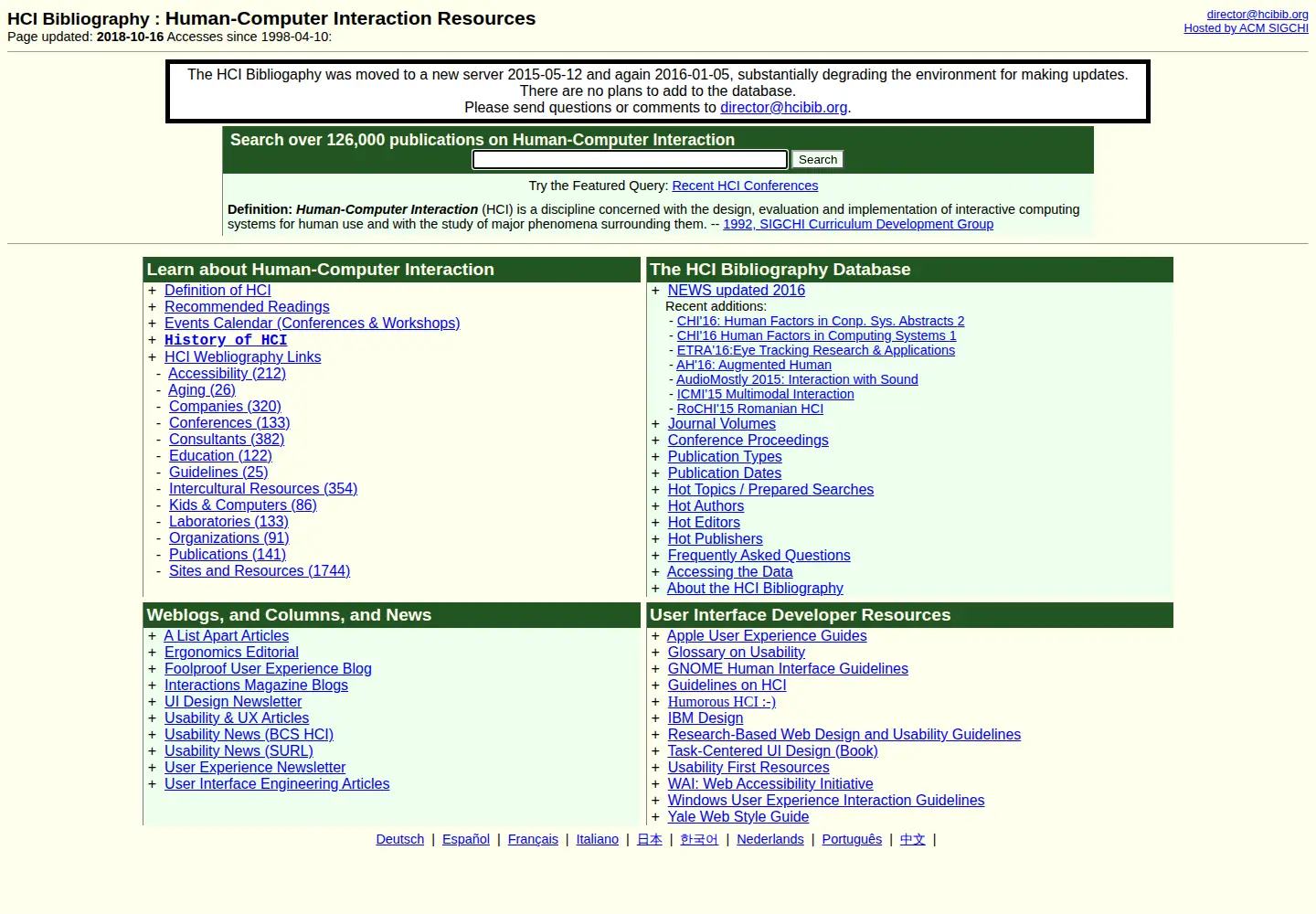 Screenshot of hcibib.org