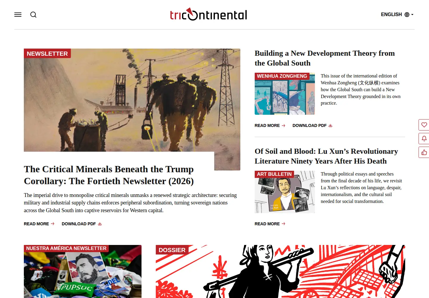 Screenshot of thetricontinental.org