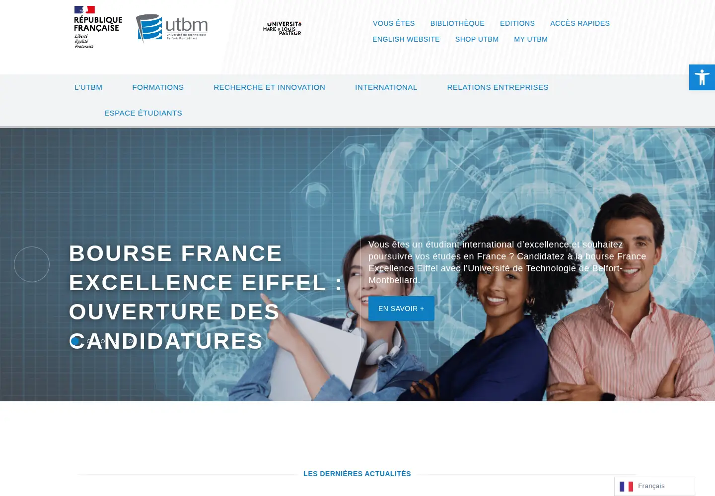Screenshot of utbm.fr