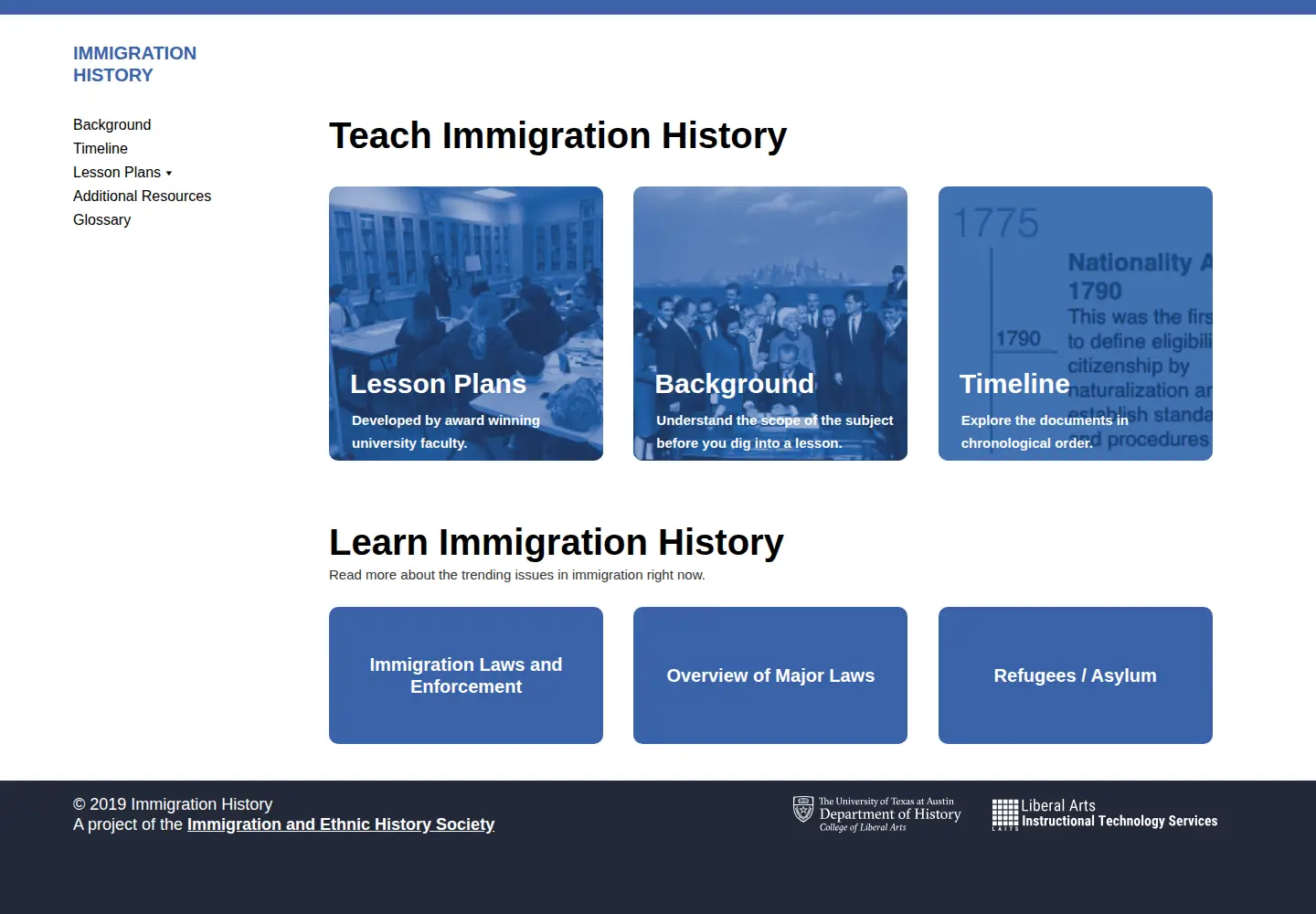 Screenshot of immigrationhistory.org