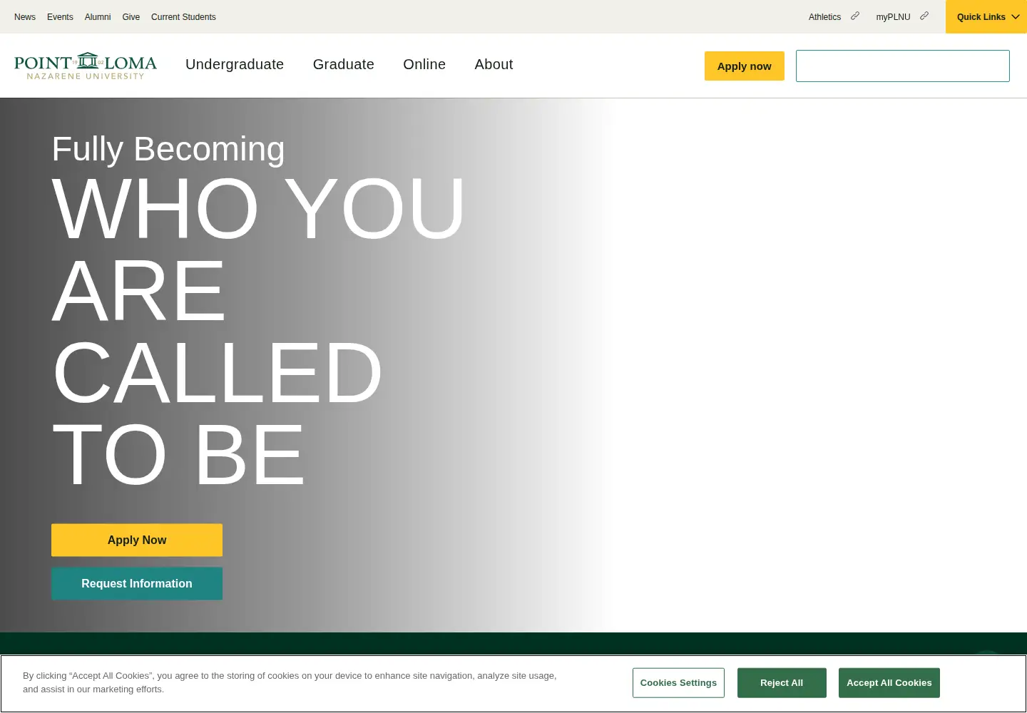 Screenshot of pointloma.edu