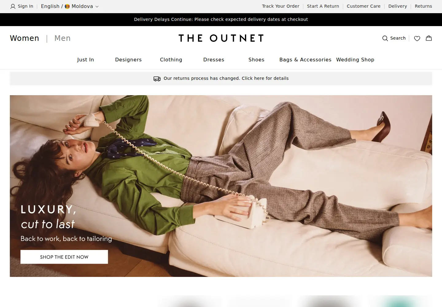 Captured homepage of theoutnet.com in the current scan