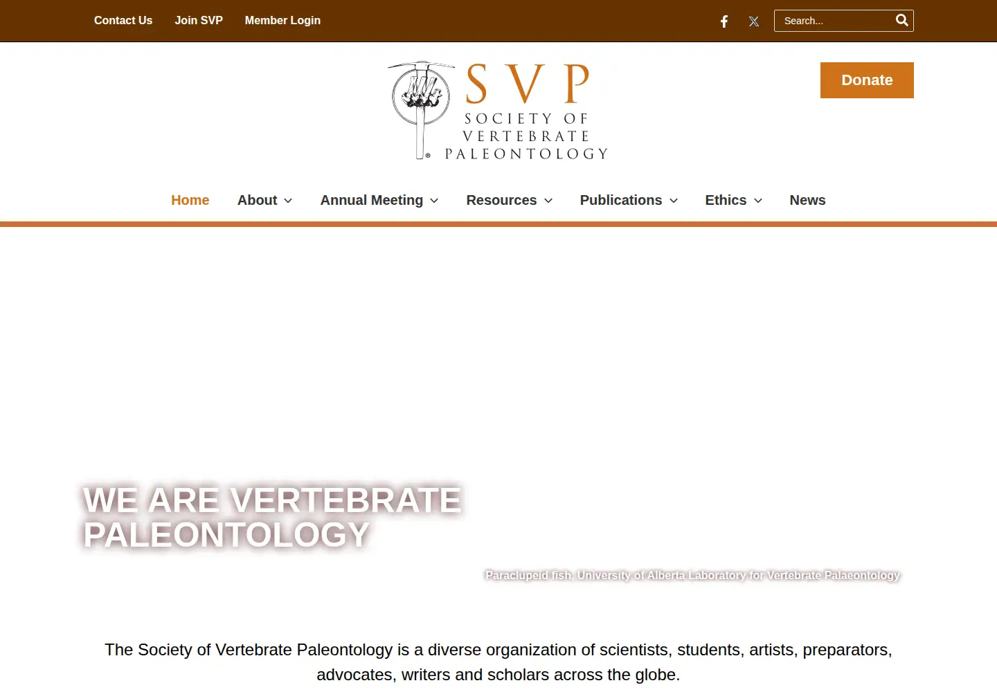 Screenshot of vertpaleo.org