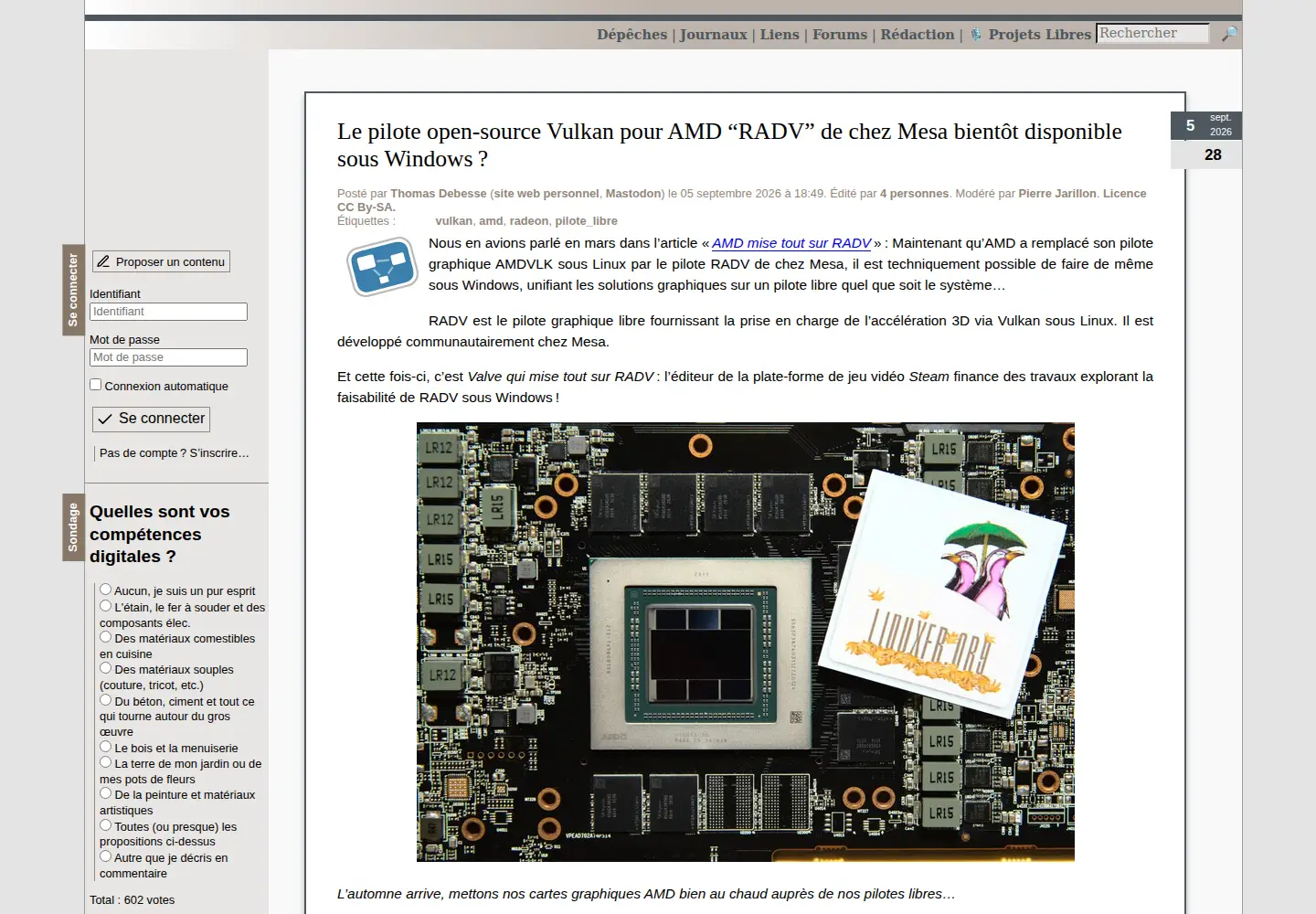 Screenshot of linuxfr.org
