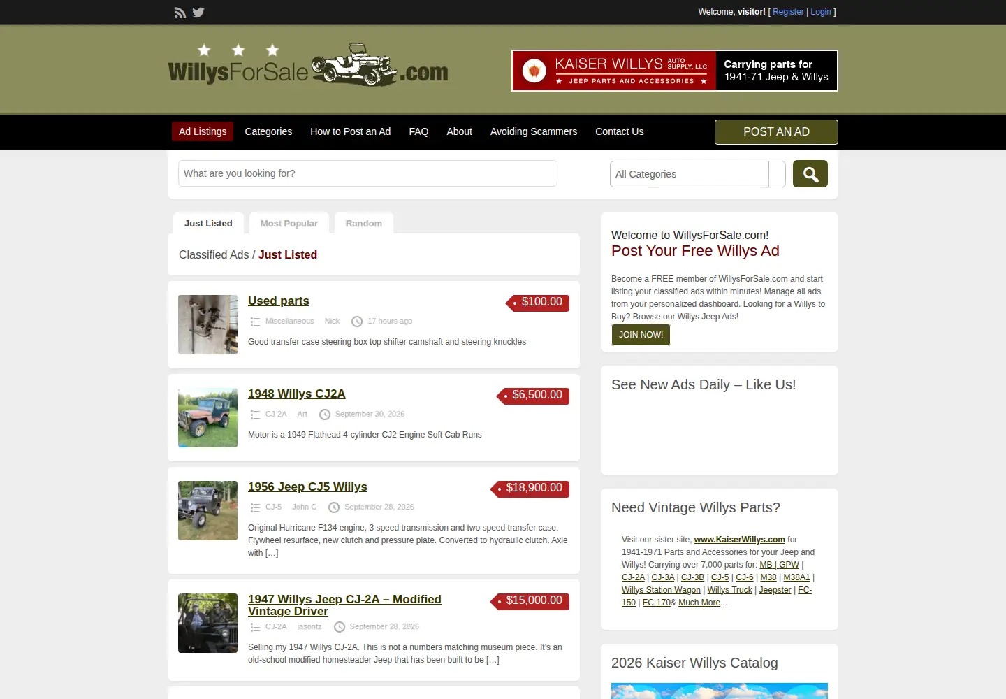 Screenshot of willysforsale.com
