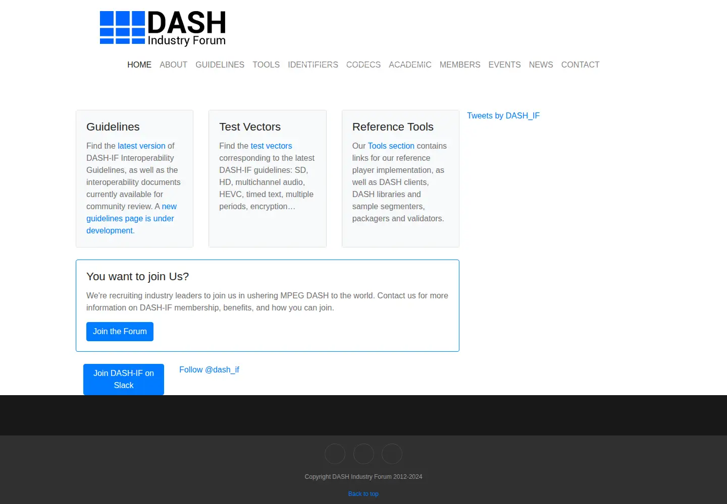 Screenshot of dashif.org