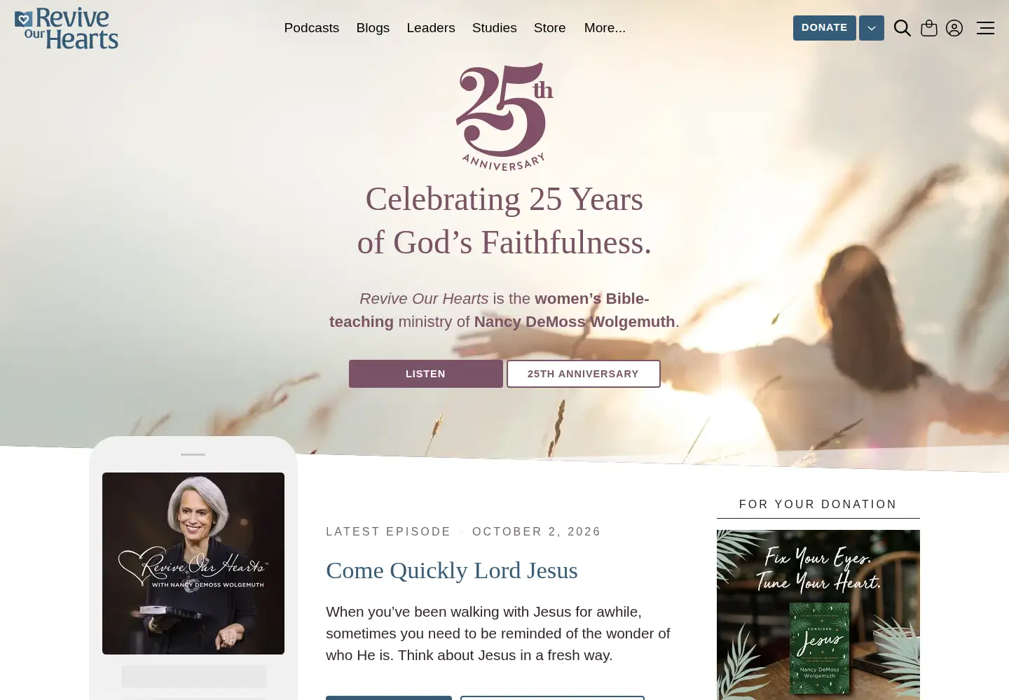 Screenshot of reviveourhearts.com