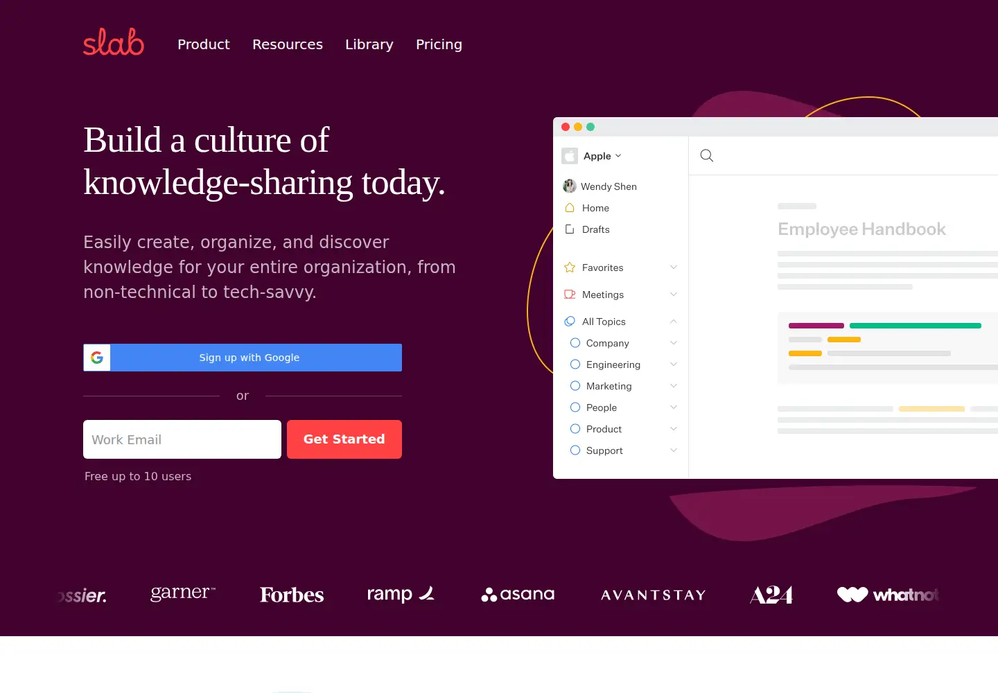 Screenshot of slab.com