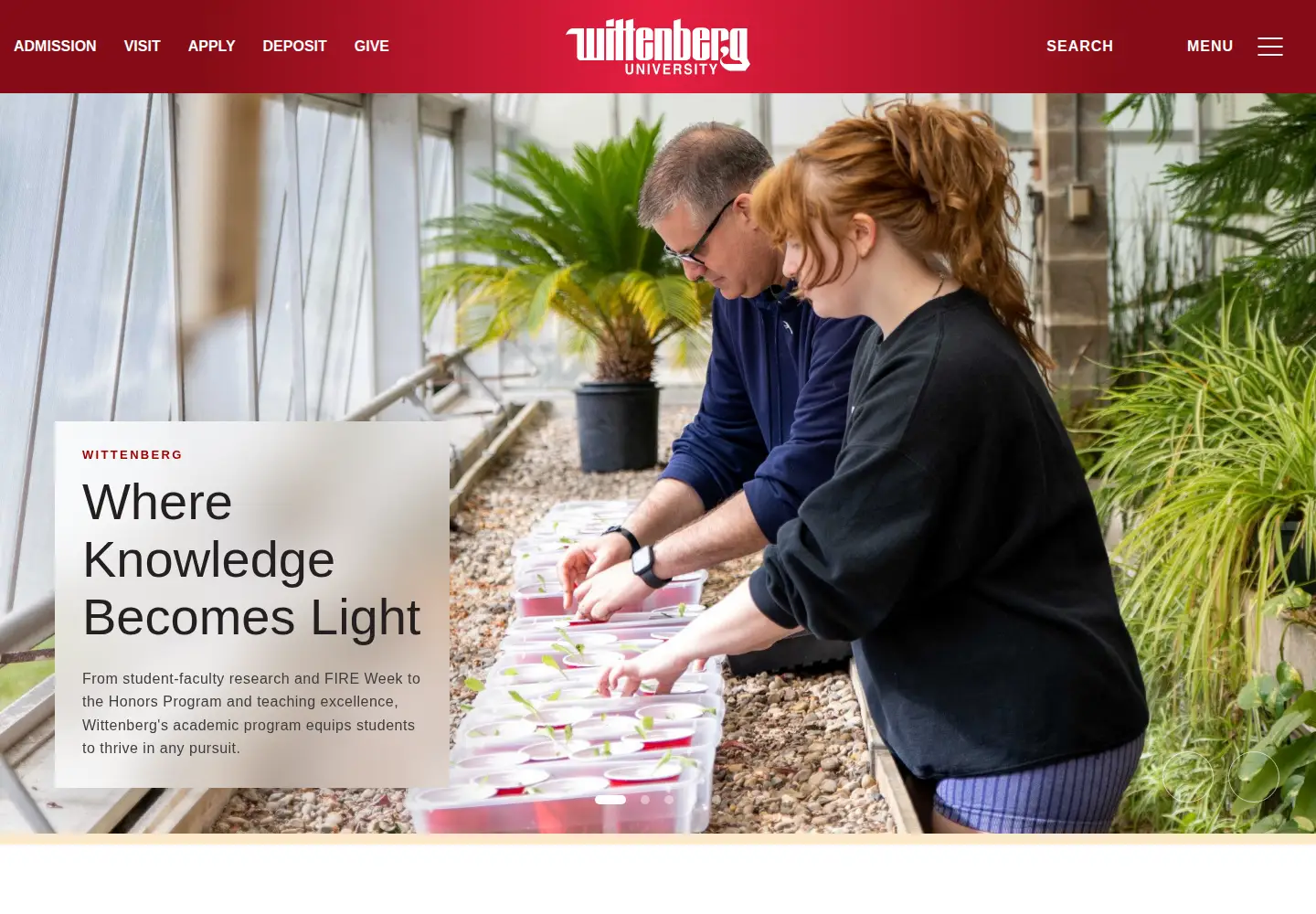 Screenshot of wittenberg.edu