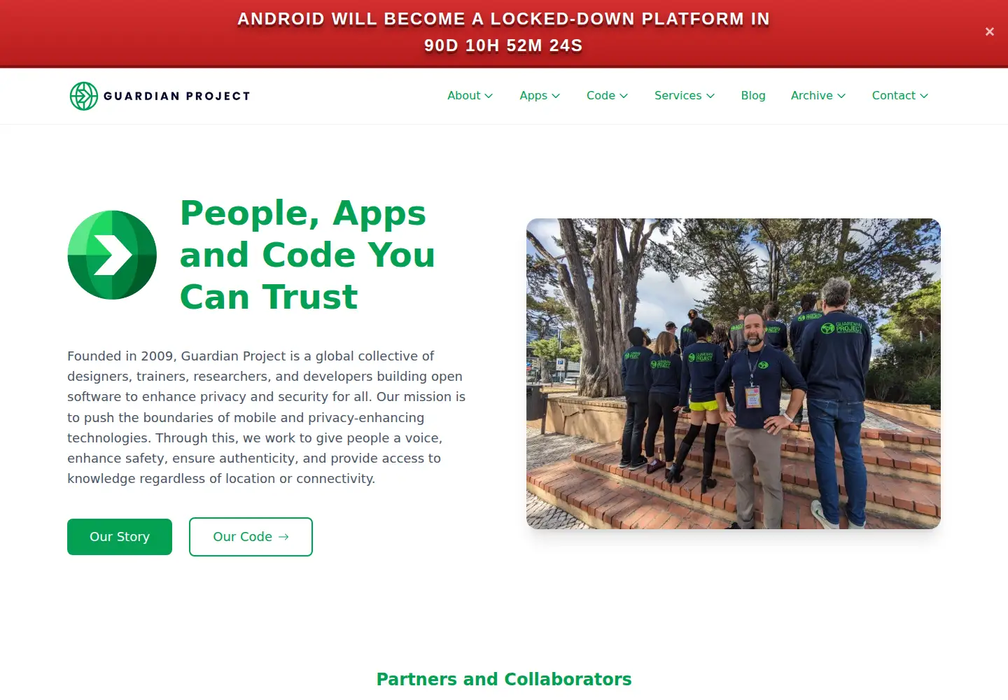Screenshot of guardianproject.info
