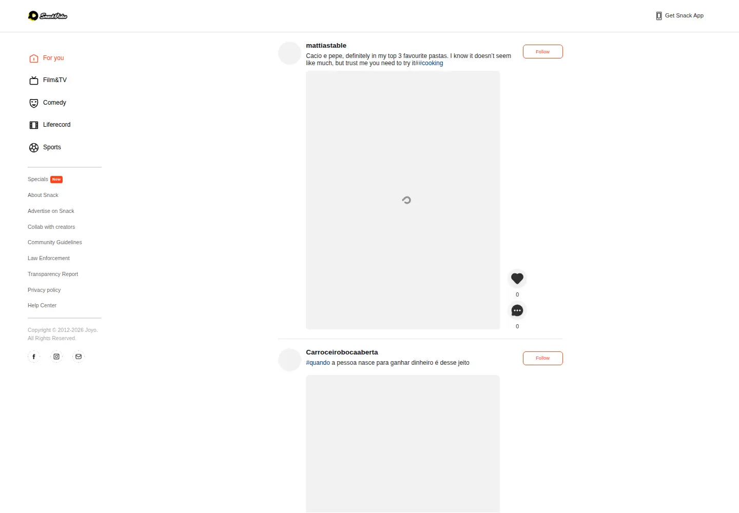 Screenshot of snackvideo.com