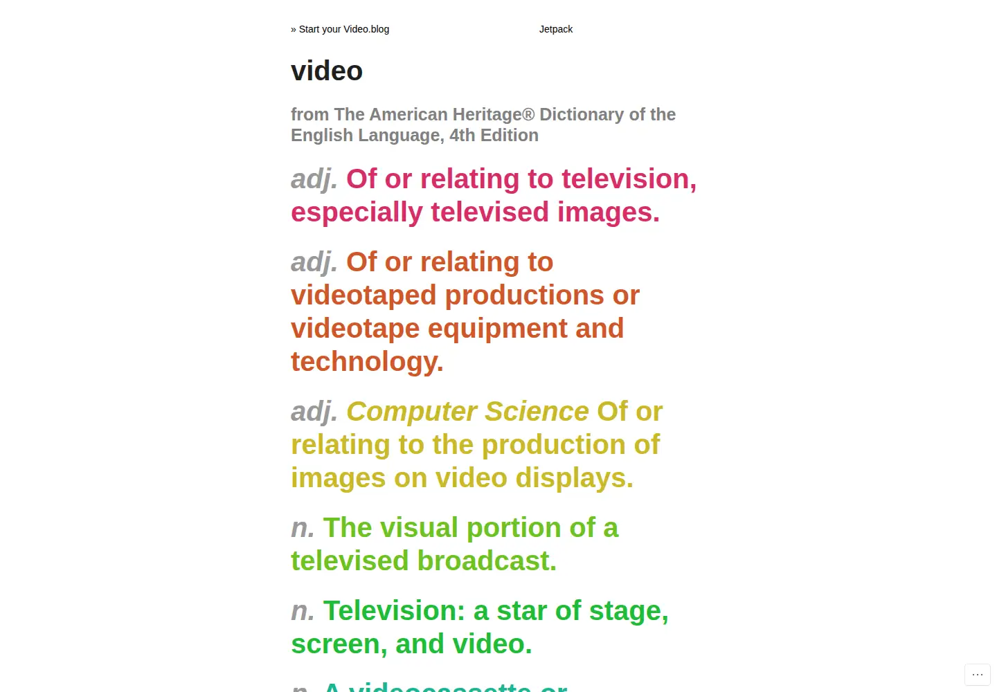 Screenshot of video.blog
