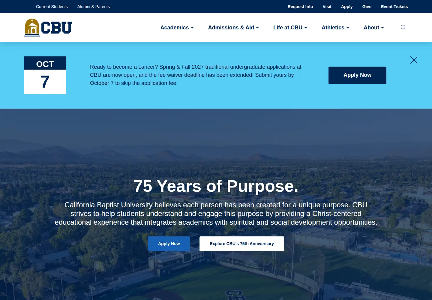 Screenshot of calbaptist.edu