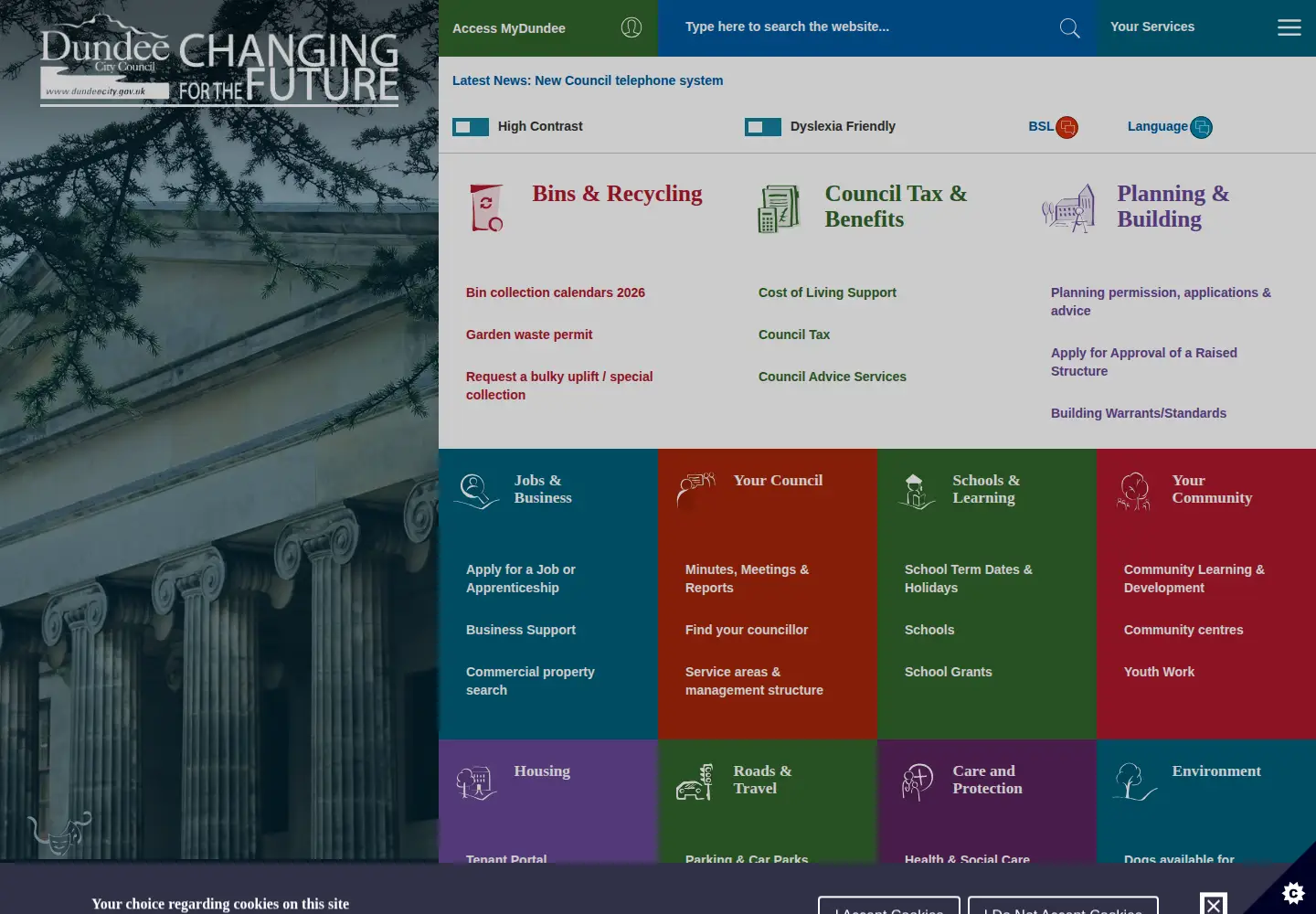 Screenshot of dundeecity.gov.uk