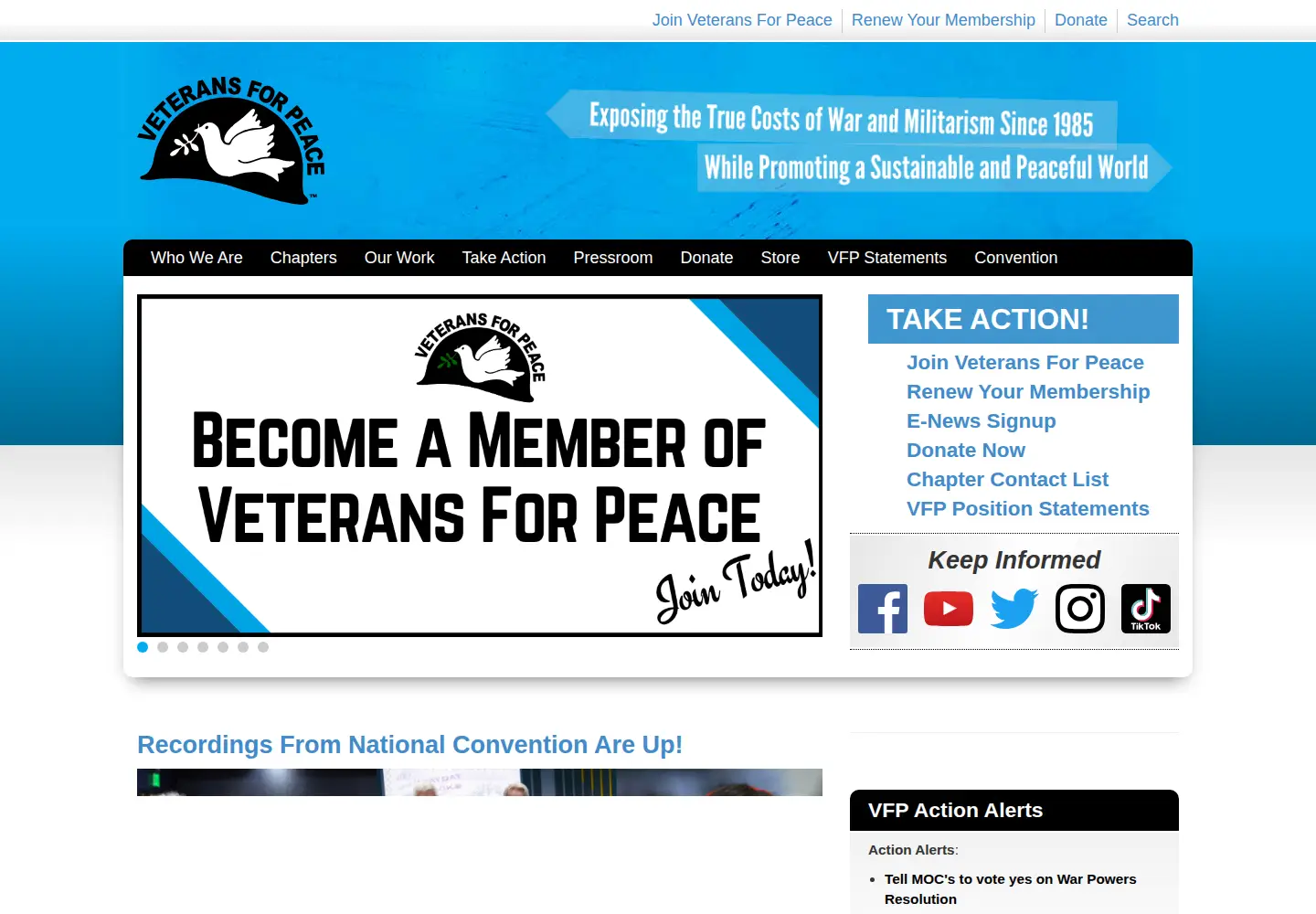 Screenshot of veteransforpeace.org