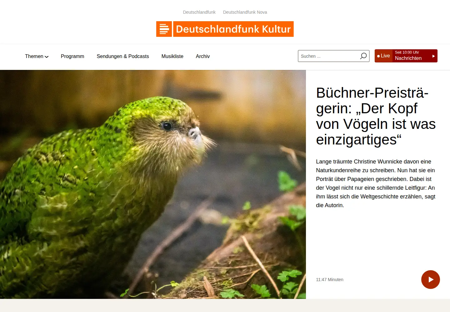 Screenshot of deutschlandradiokultur.de