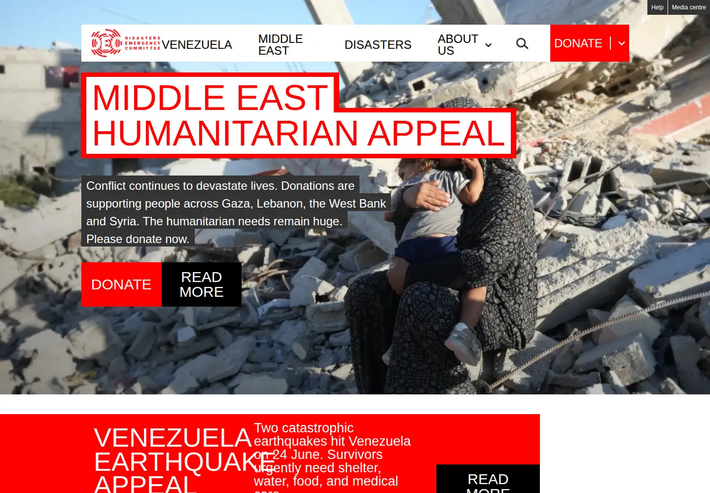 Screenshot of dec.org.uk