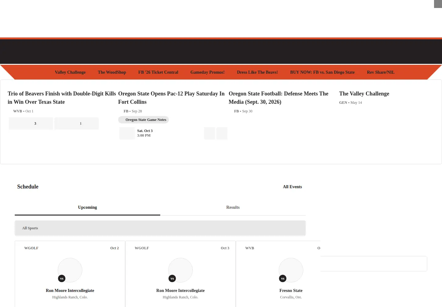 Screenshot of osubeavers.com