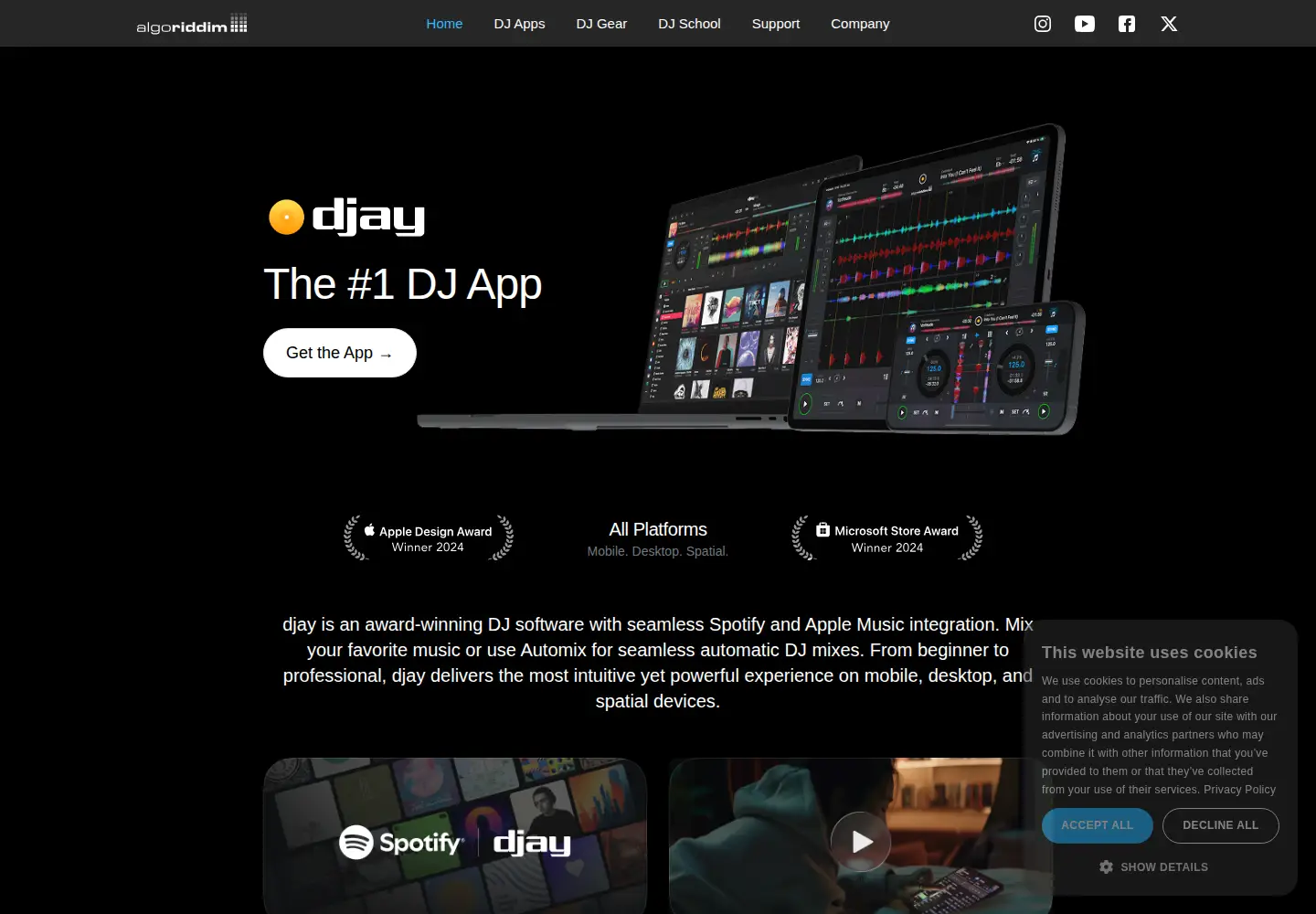 Screenshot of algoriddim.com