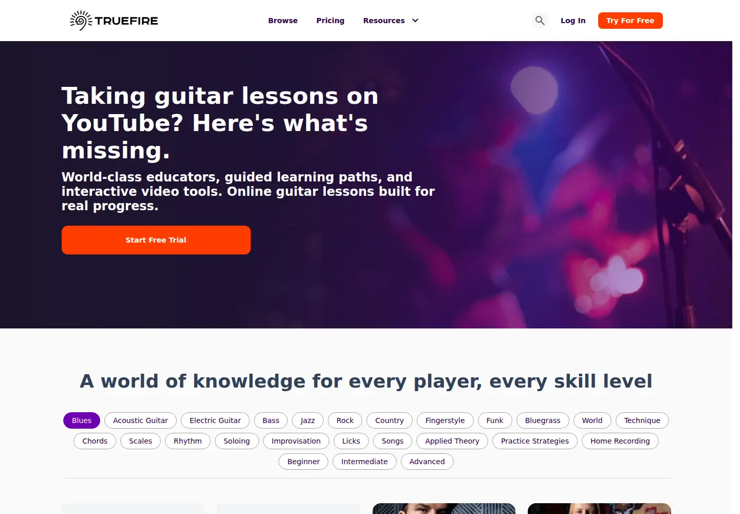 Screenshot of truefire.com