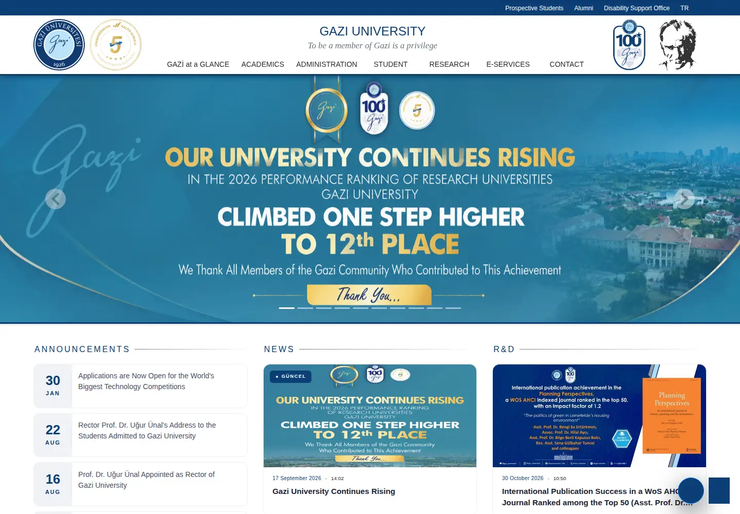 Screenshot of gazi.edu.tr