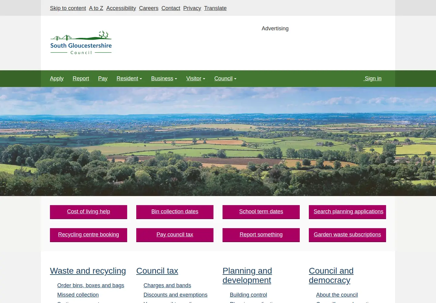 Screenshot of southglos.gov.uk