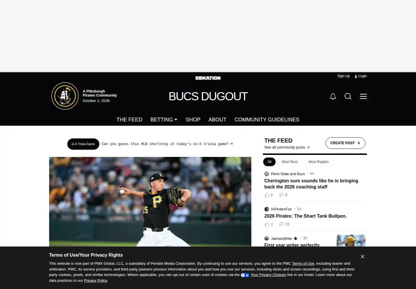 Screenshot of bucsdugout.com