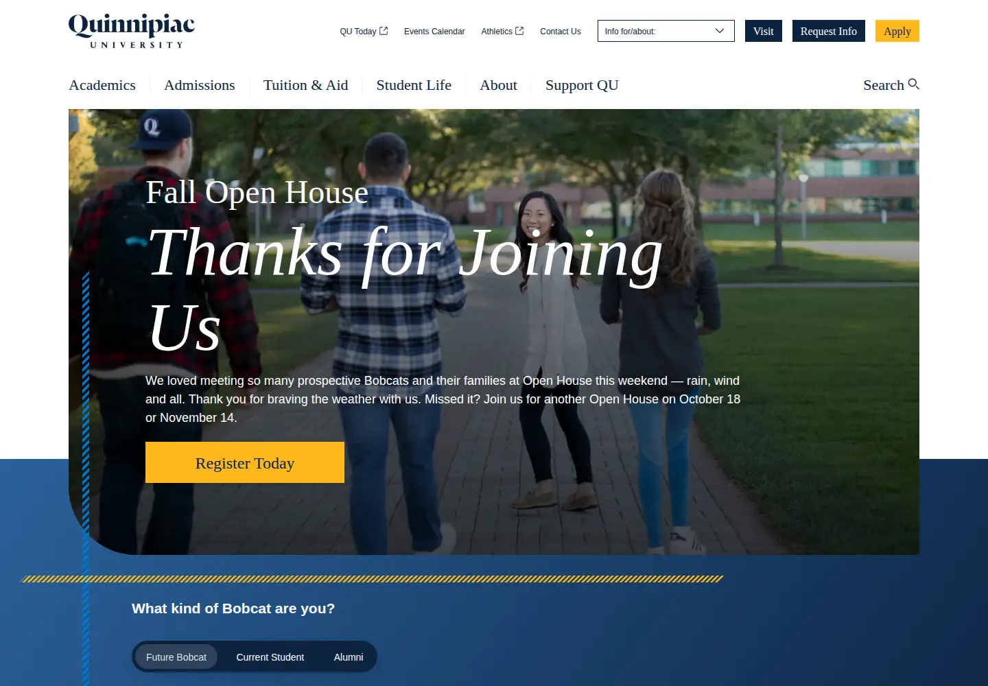 Screenshot of quinnipiac.edu