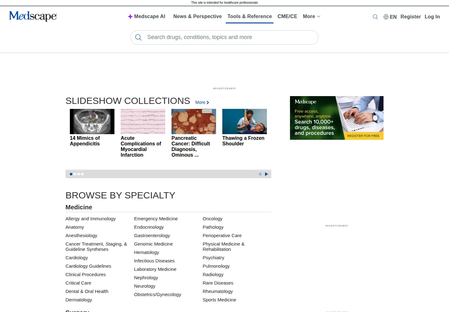 Screenshot of emedicine.com