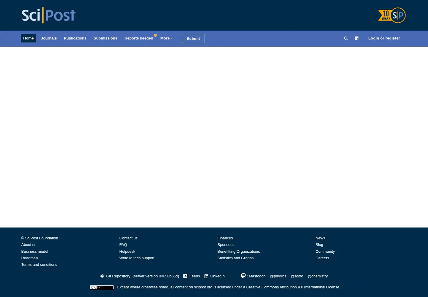 Captured homepage of scipost.org in the current scan