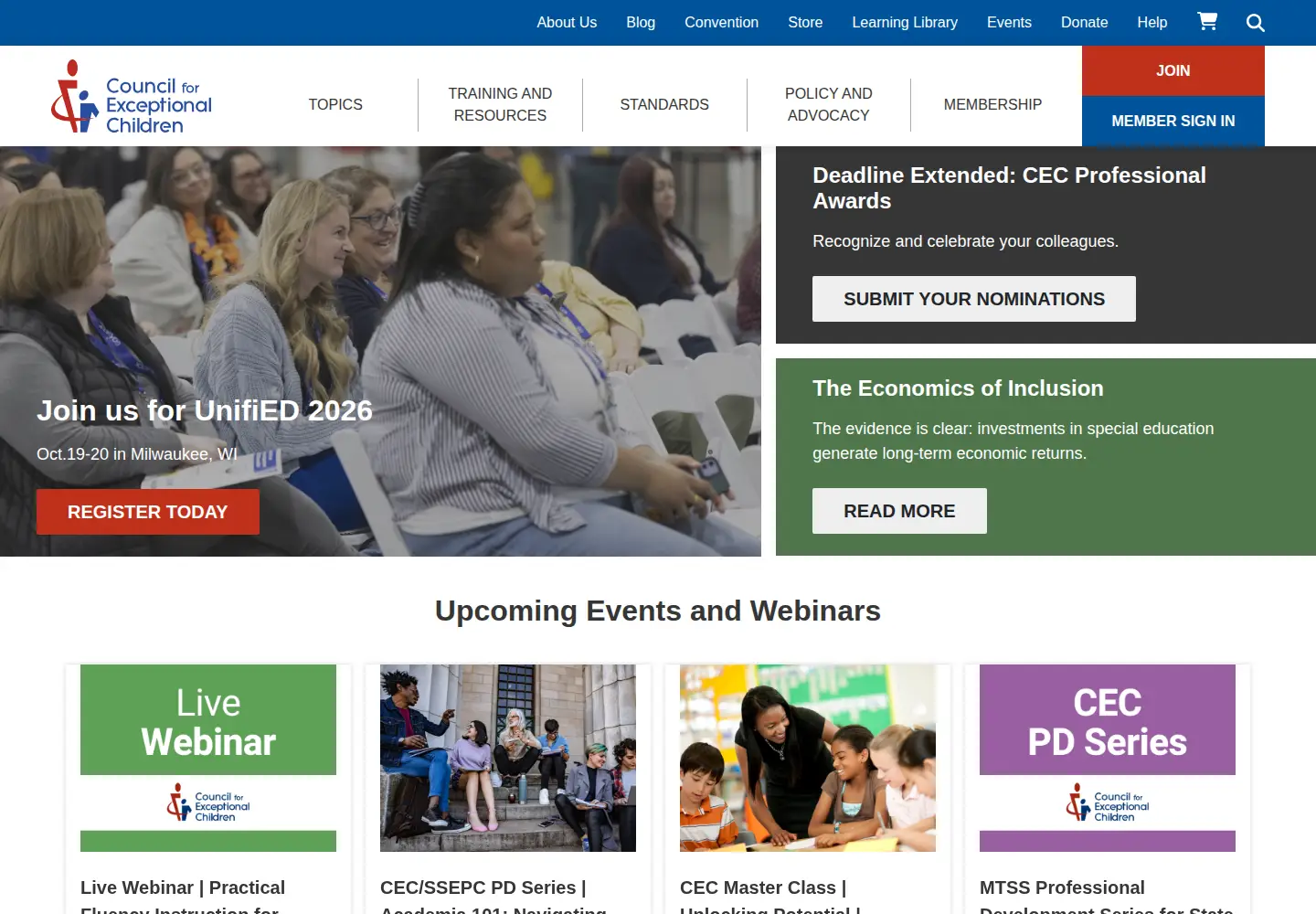 Screenshot of exceptionalchildren.org