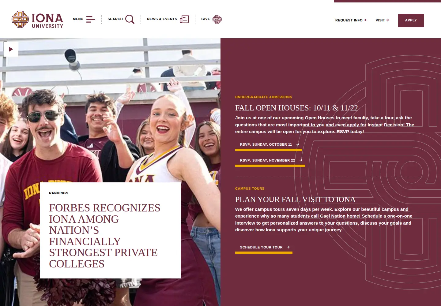 Screenshot of iona.edu