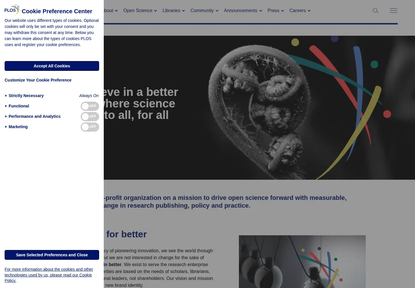 Screenshot of plosjournals.org